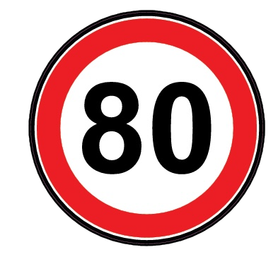 Стикер за Автомобил со Ограничена Брзина 80