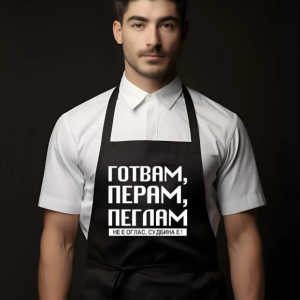 Престилка за Готвење: Готвам, Перам, Пеглам не е Оглас,Судбина е!